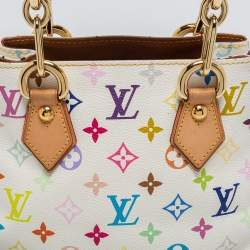 Pre Owned Louis Vuitton White Multicolor Monogram Canvas Audra Bag