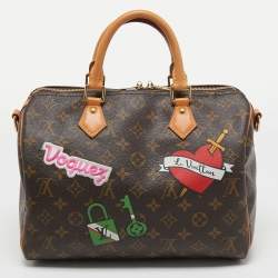 Pre Owned Louis Vuitton Patches Monogram Speedy Bandouliere 30 Bag