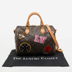 Pre Owned Louis Vuitton Patches Monogram Speedy Bandouliere 30 Bag