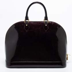 Pre Owned Louis Vuitton Terre D'Ombre Monogram Vernis Alma GM Bag