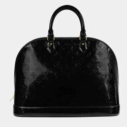 Pre Owned Louis Vuitton Black Monogram Vernis Alma GM Bag