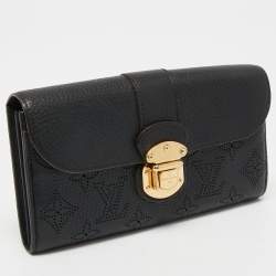 Louis Vuitton Black Monogram Mahina Leather Amelia Wallet