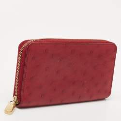 Louis Vuitton Red Ostrich Zippy Wallet