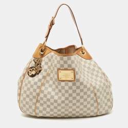 Louis Vuitton Pre-Owned White Damier Azur Galliera GM Hobo Bag
