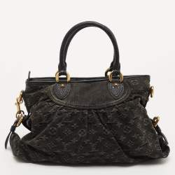 Pre Owned Louis Vuitton Black Monogram Denim Neo Cabby MM Bag