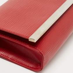 Pre Owned Louis Vuitton Red Epi Leather Sevigne Clutch Bag