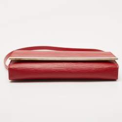 Pre Owned Louis Vuitton Red Epi Leather Sevigne Clutch Bag
