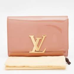 Pre Owned Louis Vuitton Rose Velours Patent Leather Louise Clutch