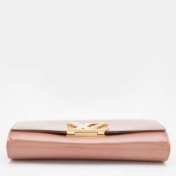 Pre Owned Louis Vuitton Rose Velours Patent Leather Louise Clutch
