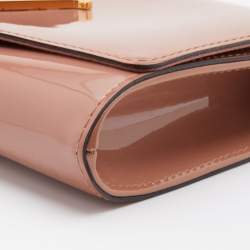 Pre Owned Louis Vuitton Rose Velours Patent Leather Louise Clutch