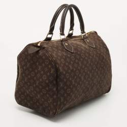 Pre Owned Louis Vuitton Fusain Monogram Mini Lin Canvas Speedy 30 Bag