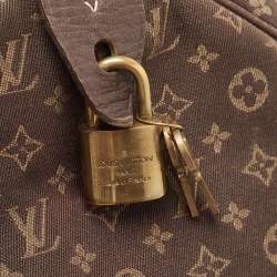 Pre Owned Louis Vuitton Fusain Monogram Mini Lin Canvas Speedy 30 Bag