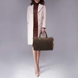 Pre Owned Louis Vuitton Fusain Monogram Mini Lin Canvas Speedy 30 Bag