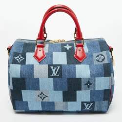 Louis Vuitton Damier Monogram Denim Patchwork Speedy Bandoulier 30 Bag