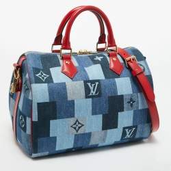 Louis Vuitton Damier Monogram Denim Patchwork Speedy Bandoulier 30 Bag