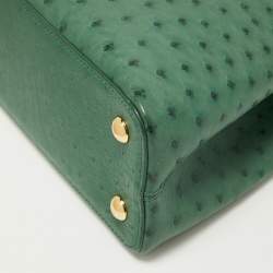 Pre Owned Louis Vuitton Green Ostrich Capucines PM Bag