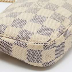 Pre Owned Louis Vuitton Damier Azur Canvas Mini Pochette Clutch
