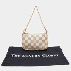 Pre Owned Louis Vuitton Damier Azur Canvas Mini Pochette Clutch