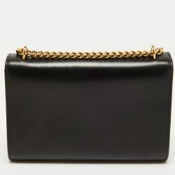 Pre Owned Louis Vuitton Black Leather Chain Louise MM Bag