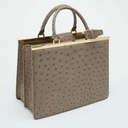 Pre Owned Louis Vuitton Taupe Ostrich Deesse PM Bag