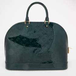 Pre Owned Louis Vuitton Vert Bronze Monogram Vernis Alma GM Bag