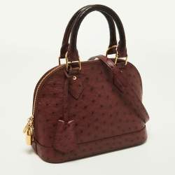 Pre Owned Louis Vuitton Burgundy Ostrich Alma BB Bag