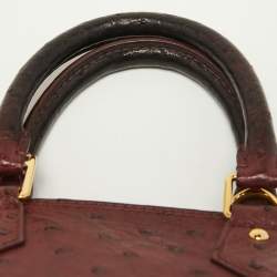 Pre Owned Louis Vuitton Burgundy Ostrich Alma BB Bag