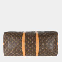 Pre Owned Louis Vuitton Vintage Brown Monogram Canvas Keepall Bandouliere 55 Duffel Bag