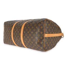 Pre Owned Louis Vuitton Vintage Brown Monogram Canvas Keepall Bandouliere 55 Duffel Bag