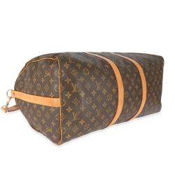 Pre Owned Louis Vuitton Vintage Brown Monogram Canvas Keepall Bandouliere 55 Duffel Bag