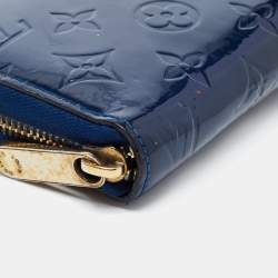 Pre Owned Louis Vuitton Navy Blue Monogram Vernis Zippy Wallet