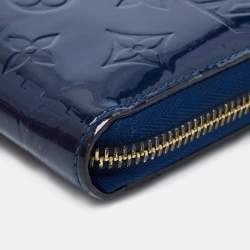 Pre Owned Louis Vuitton Navy Blue Monogram Vernis Zippy Wallet