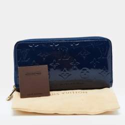 Pre Owned Louis Vuitton Navy Blue Monogram Vernis Zippy Wallet