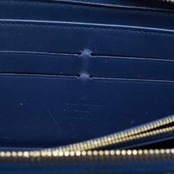 Pre Owned Louis Vuitton Navy Blue Monogram Vernis Zippy Wallet