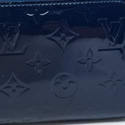 Pre Owned Louis Vuitton Navy Blue Monogram Vernis Zippy Wallet