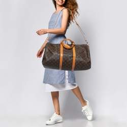 Pre Owned Louis Vuitton Monogram Canvas Keepall Bandouliere 55 Bag