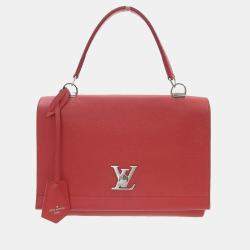 ❤️LOUIS VUITTON Lockme Cabas Rubis Red Leather Tote Bag France