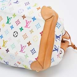 Pre Owned Louis Vuitton White Multicolore Monogram Canvas Ursula Bag