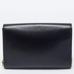 Pre Owned Louis Vuitton Black Leather Louise Chain Clutch