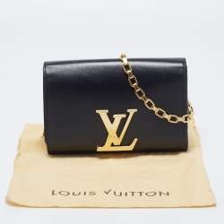 Pre Owned Louis Vuitton Black Leather Louise Chain Clutch