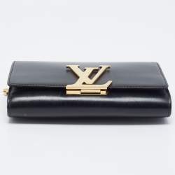 Pre Owned Louis Vuitton Black Leather Louise Chain Clutch