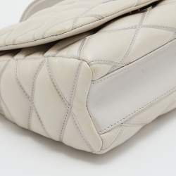 Pre Owned Louis Vuitton Silver Quilted Lambskin Leather GO-14 Malletage PM Bag