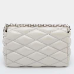 Pre Owned Louis Vuitton Silver Quilted Lambskin Leather GO-14 Malletage PM Bag