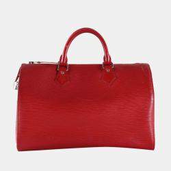 Louis Vuitton Red Epi Handle It Bracelet Silvery Leather Metal ref