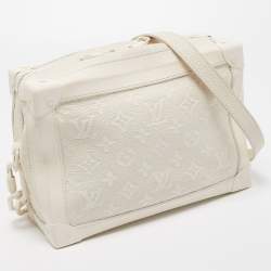 Pre Owned Louis Vuitton White Monogram Leather Legacy Soft Trunk Bag