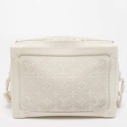 Pre Owned Louis Vuitton White Monogram Leather Legacy Soft Trunk Bag