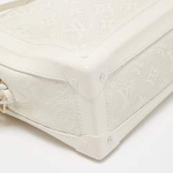 Pre Owned Louis Vuitton White Monogram Leather Legacy Soft Trunk Bag
