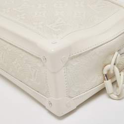 Pre Owned Louis Vuitton White Monogram Leather Legacy Soft Trunk Bag
