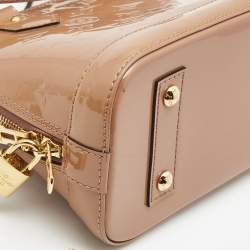Pre Owned Louis Vuitton Beige Poudre Monogram Vernis Alma BB Bag