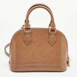 Pre Owned Louis Vuitton Beige Poudre Monogram Vernis Alma BB Bag